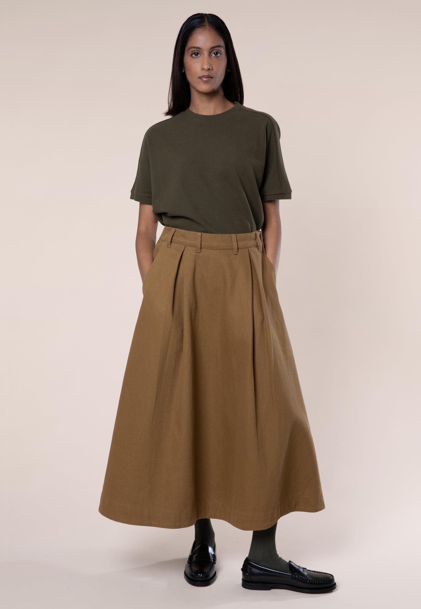 Painter Skirt, Cotton Twill, Caramel