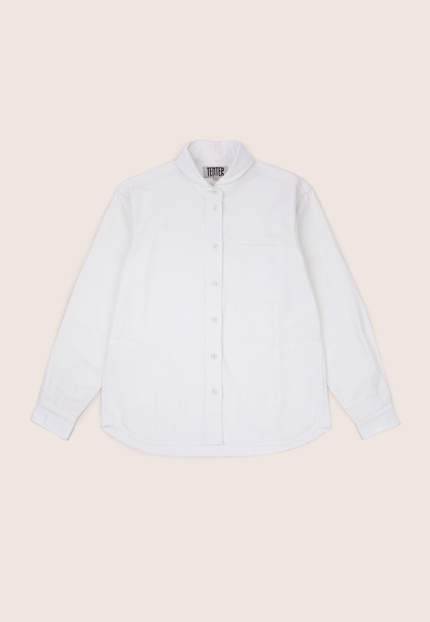 Shawl Collar Shirt, Oxford Cotton, White