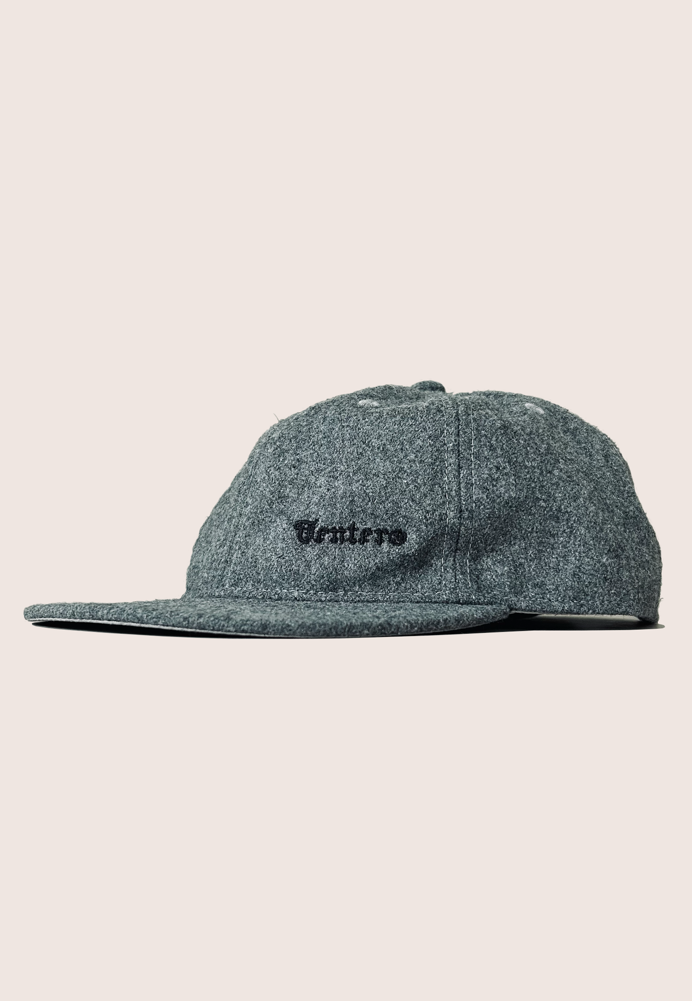 Embroidered Cap, Wool Mix, Grey