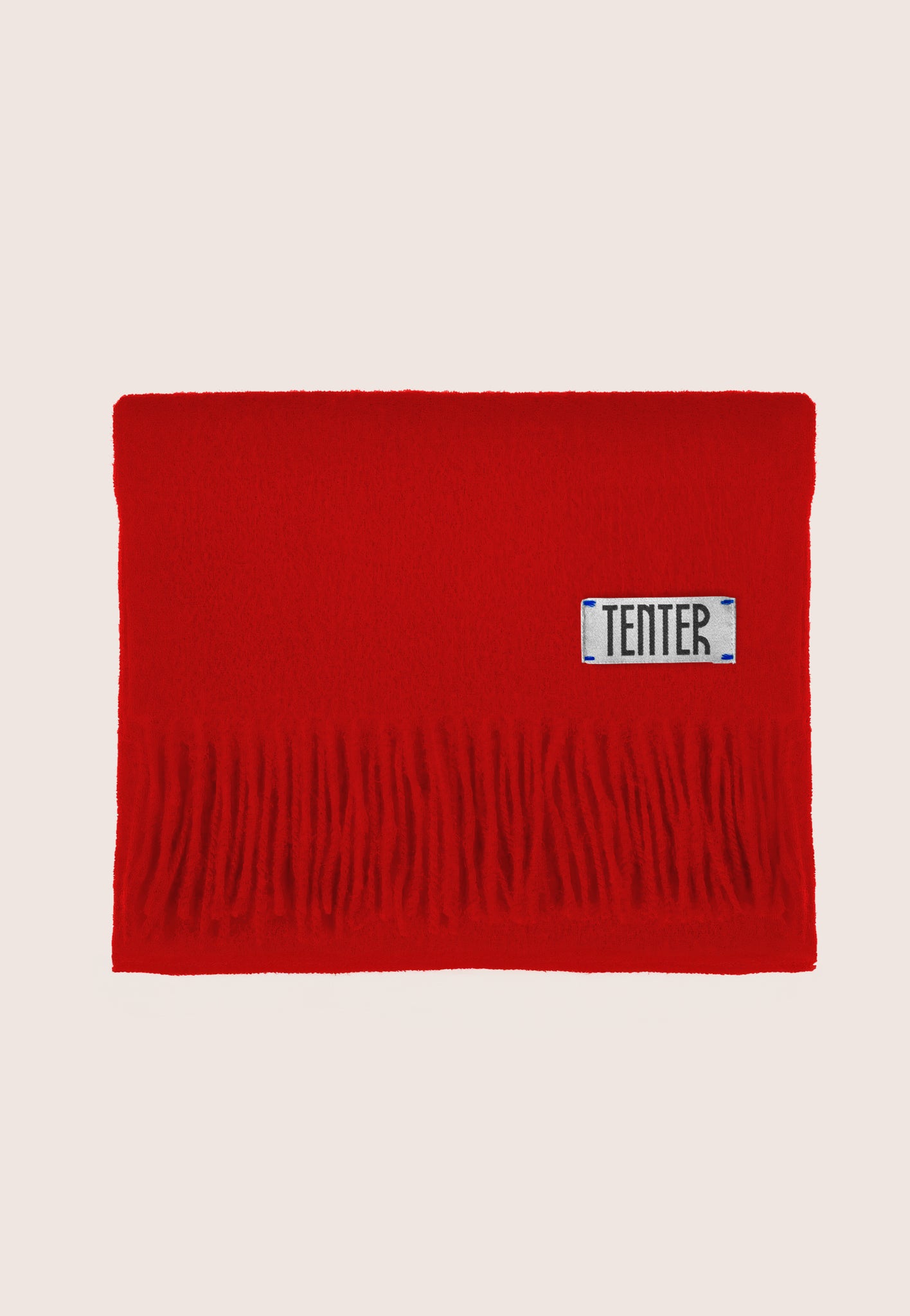 Fringed Scarf, 100% Lambswool, Red