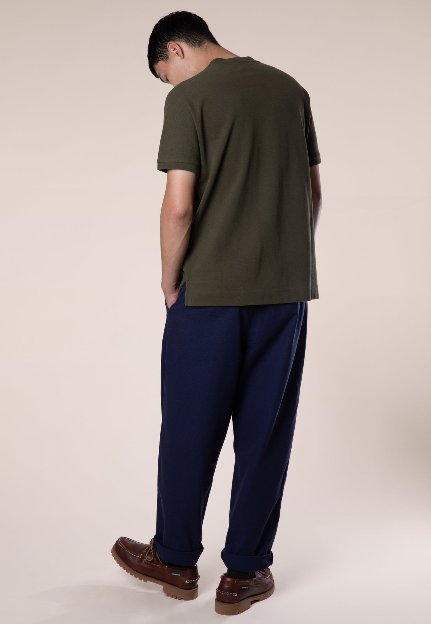 Wide Tapered Trousers, Cotton Ripstop, Ink