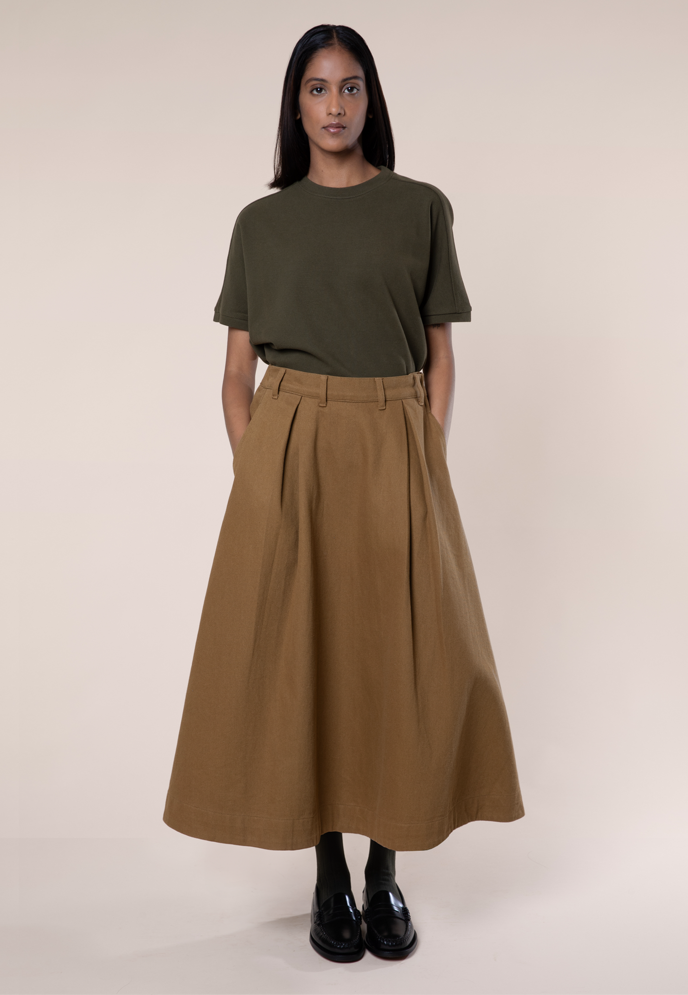 Painter Skirt, Cotton Twill, Caramel