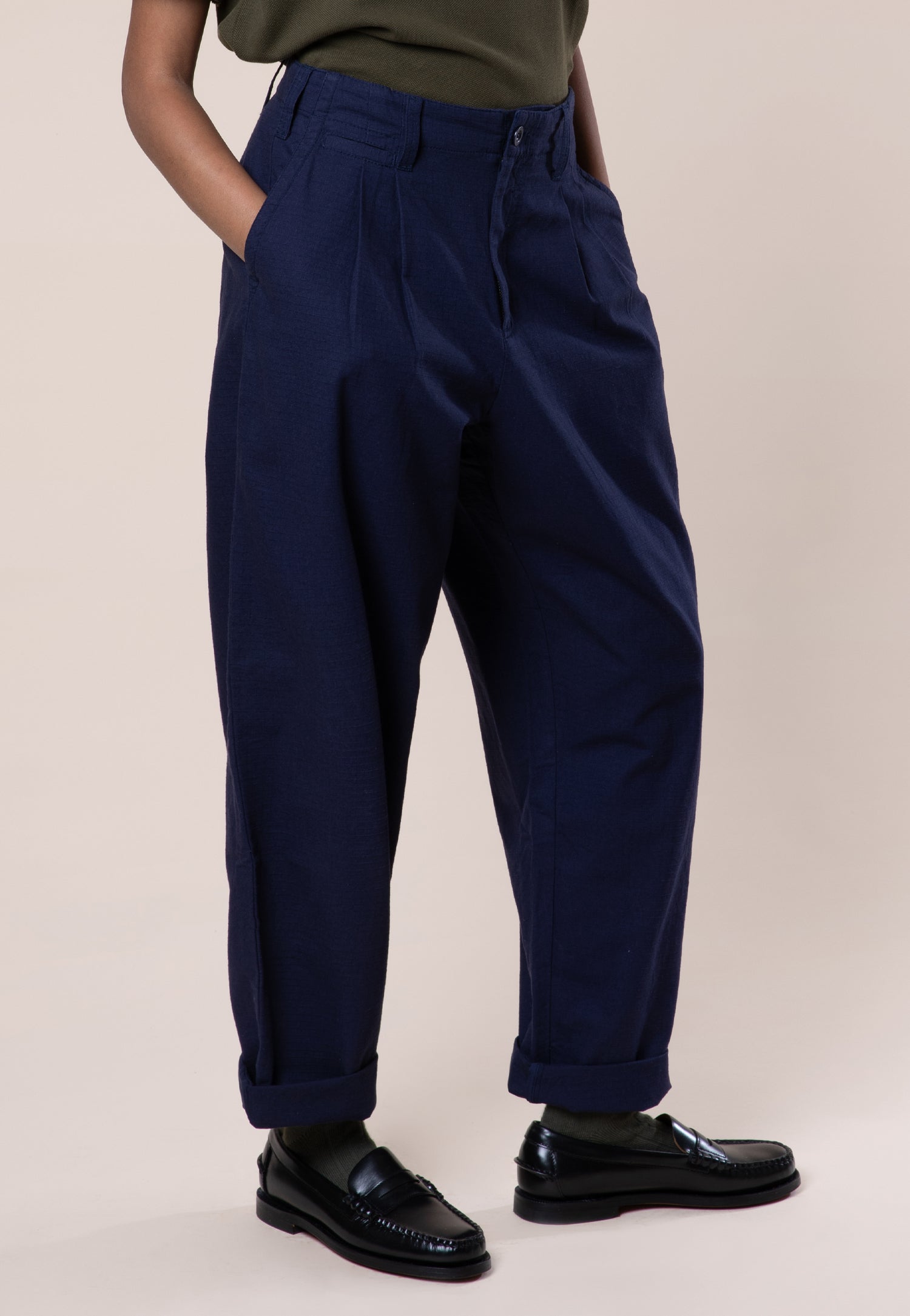 Luxmore Wide Tapered Trousers, Cotton Ripstop, Ink – Tenter Studio
