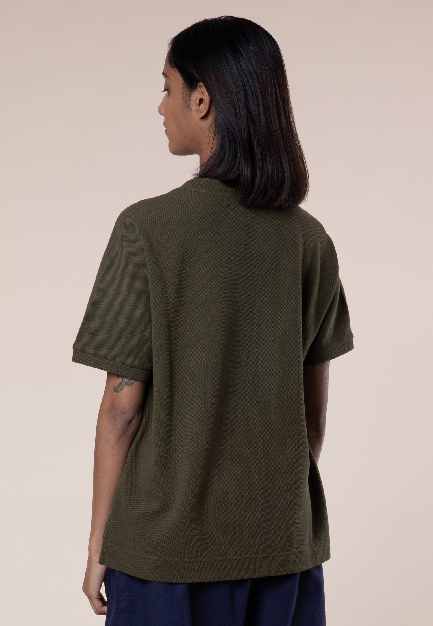 Vanbrugh Dolman Sleeve Tshirt, Piqué Cotton, Seaweed – Tenter