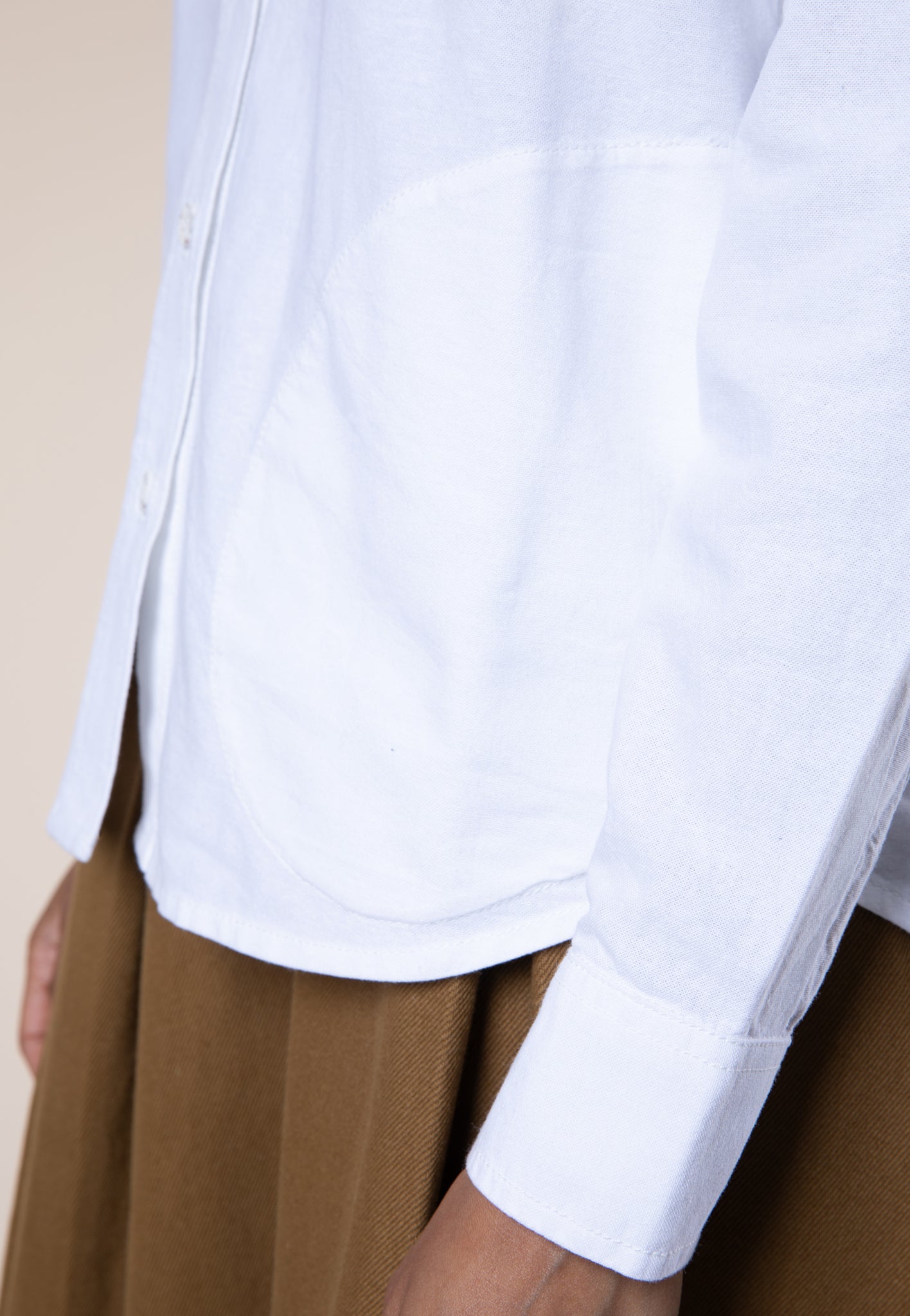 Shawl Collar Shirt, Oxford Cotton, White