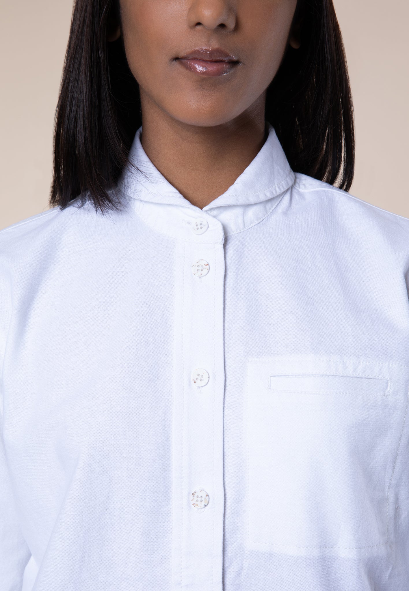 Corbett Shawl Collar Shirt, Oxford Cotton, White â TENTER